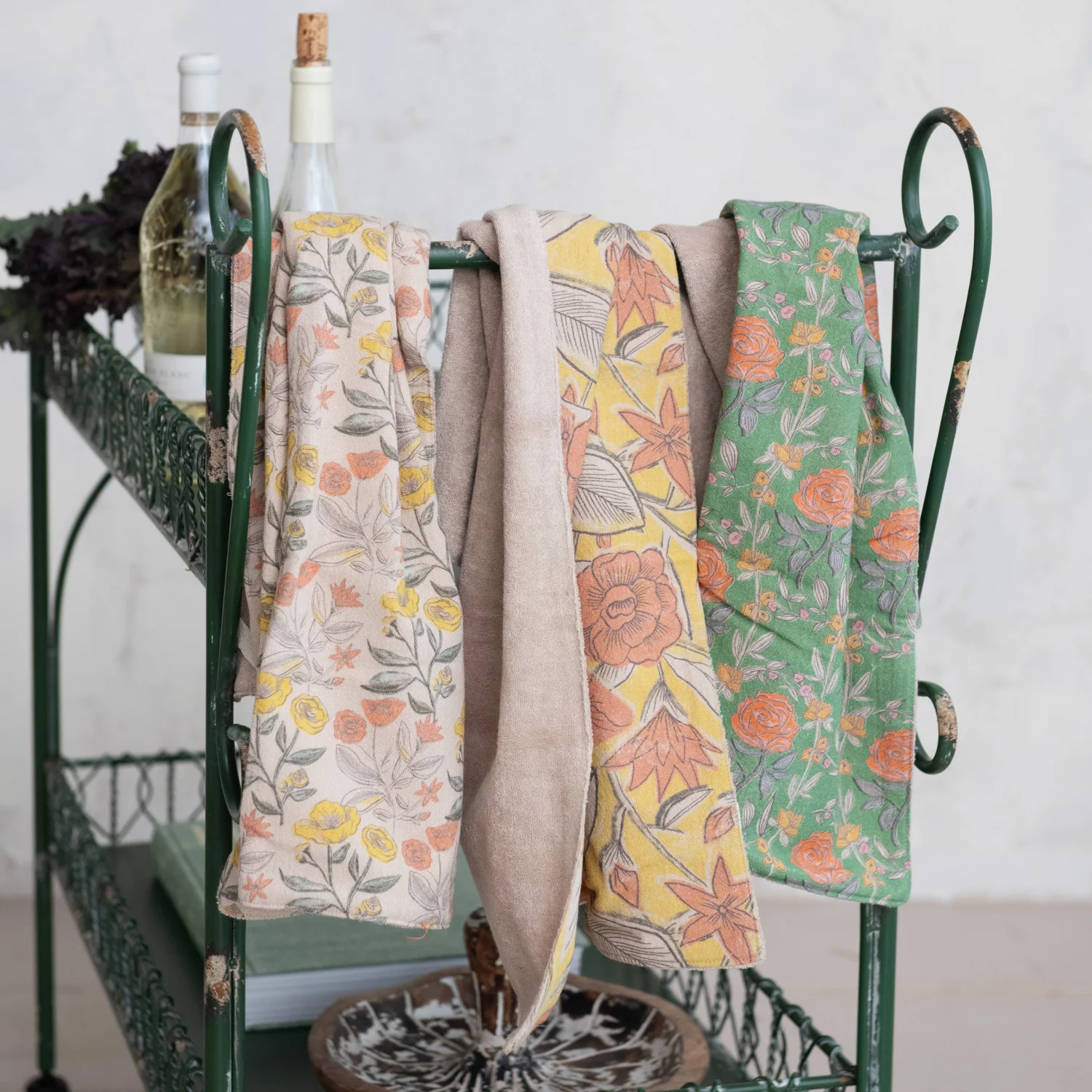 Creative Co-op - Cotton Printed Tea Towels with Terry Back