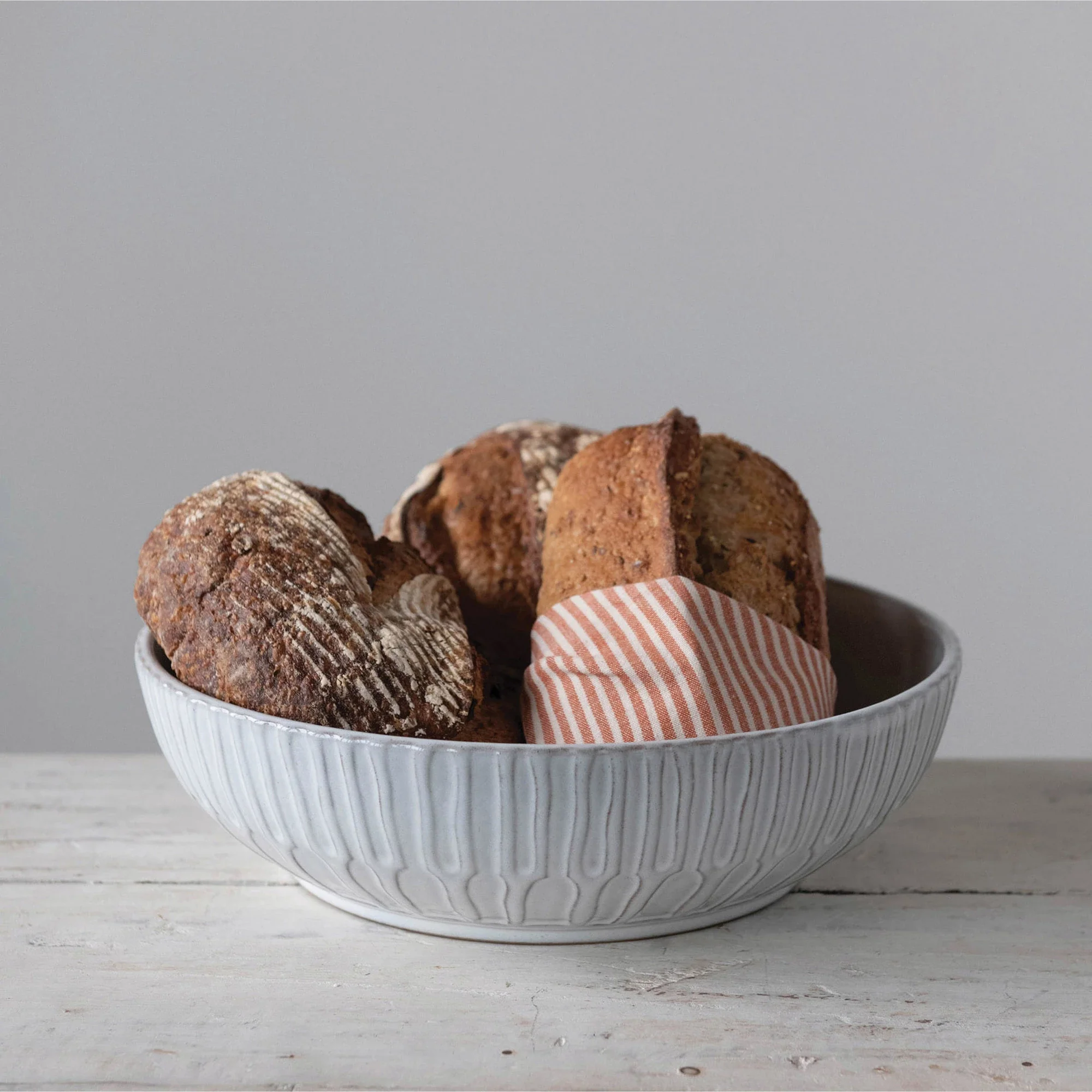 Creative Co-op - Debossed Stoneware Bowl - Image 2