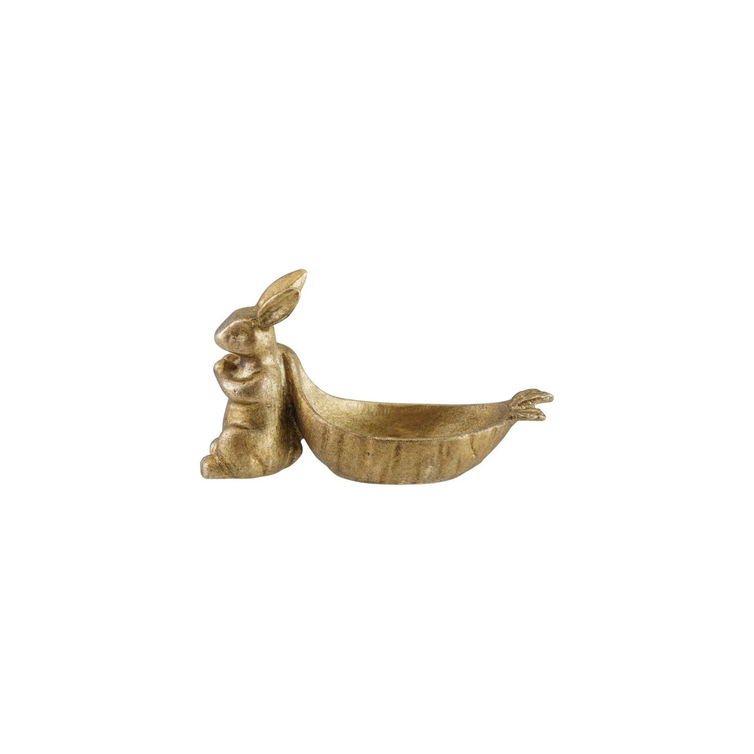 Creative Co-op - Decorative Pewter Rabbit Pulling Carrot Shaped Dish - Image 2