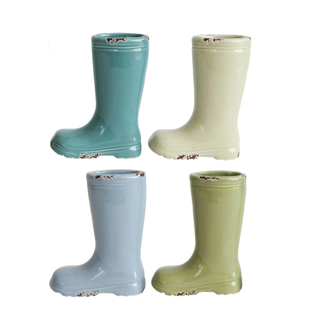 Creative Co-op - Distressed Stoneware Boot Vase - Image 2