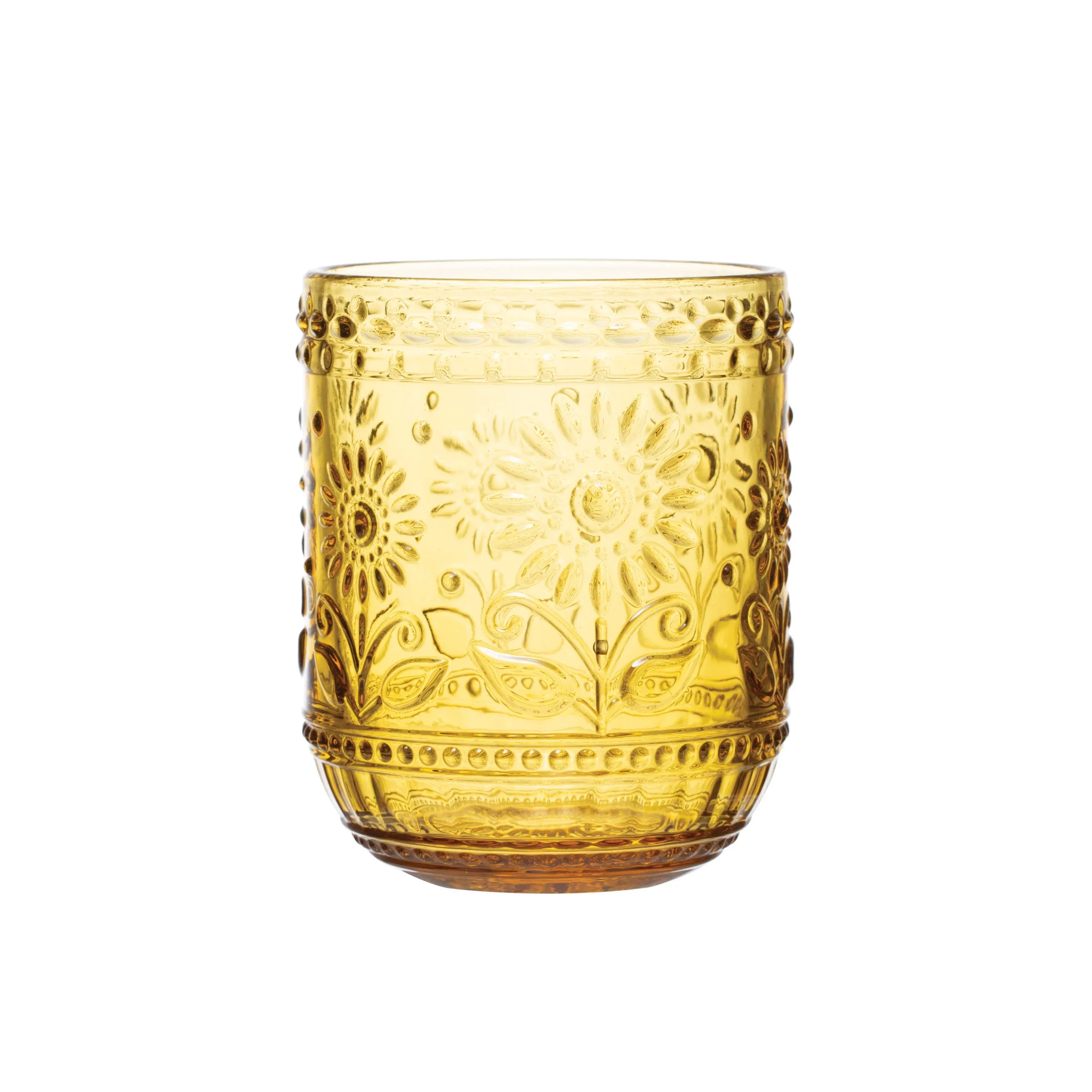 Creative Co-op - Embossed Amber Drinking Glass - Image 2