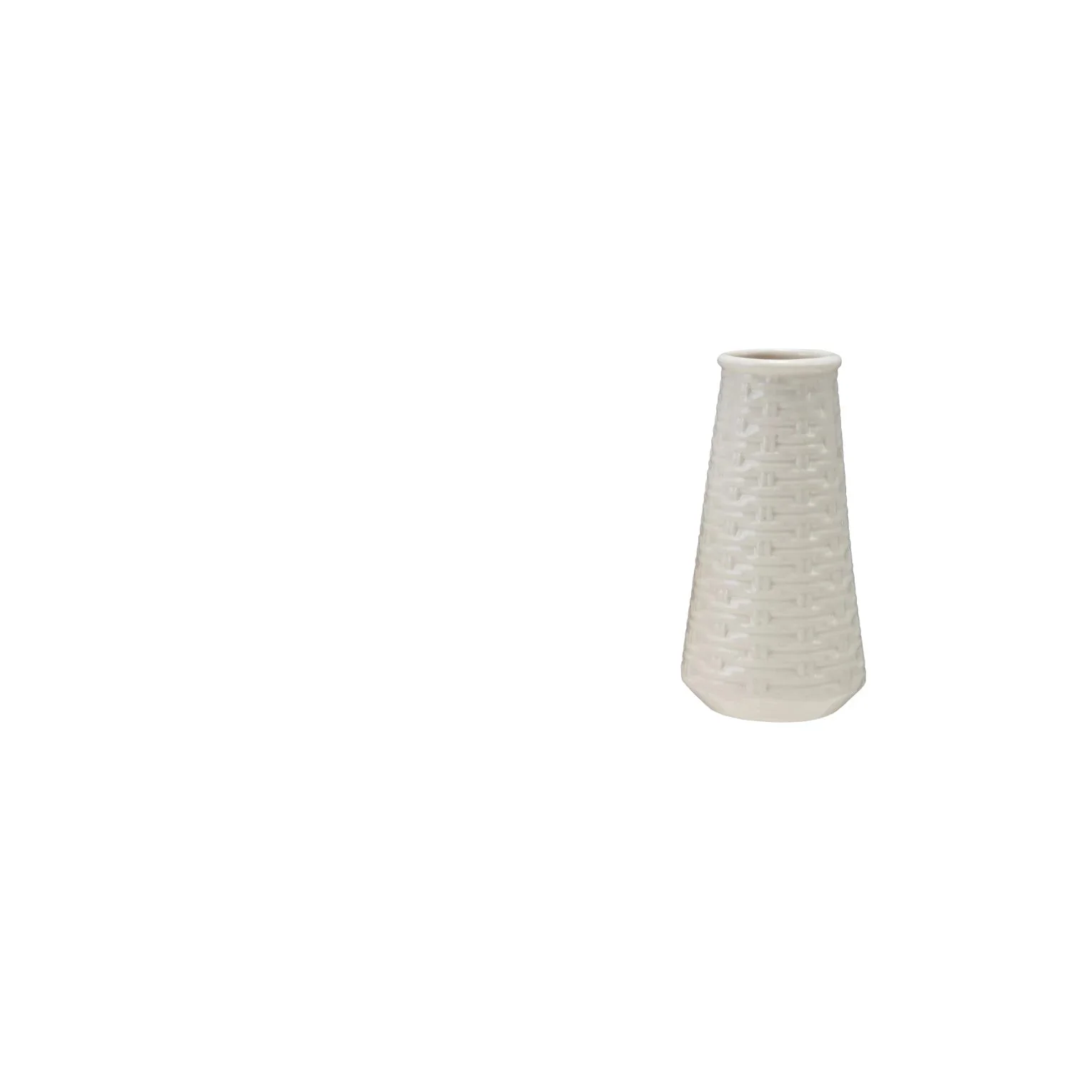 Creative Co-op - Embossed Stoneware Basket Weave Vase - Image 5