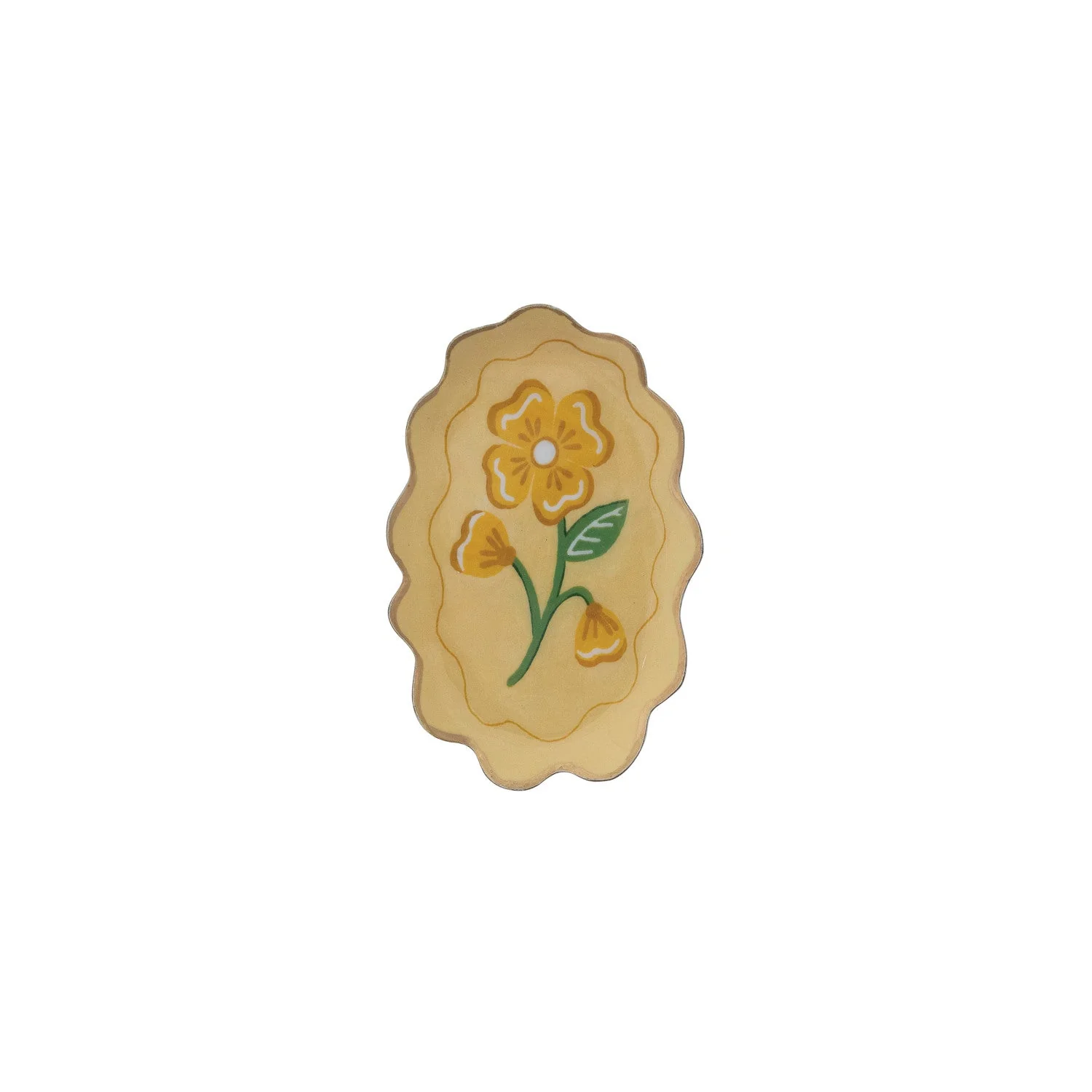 Creative Co-op - Enameled Metal Scalloped Tray with Flower - Image 3