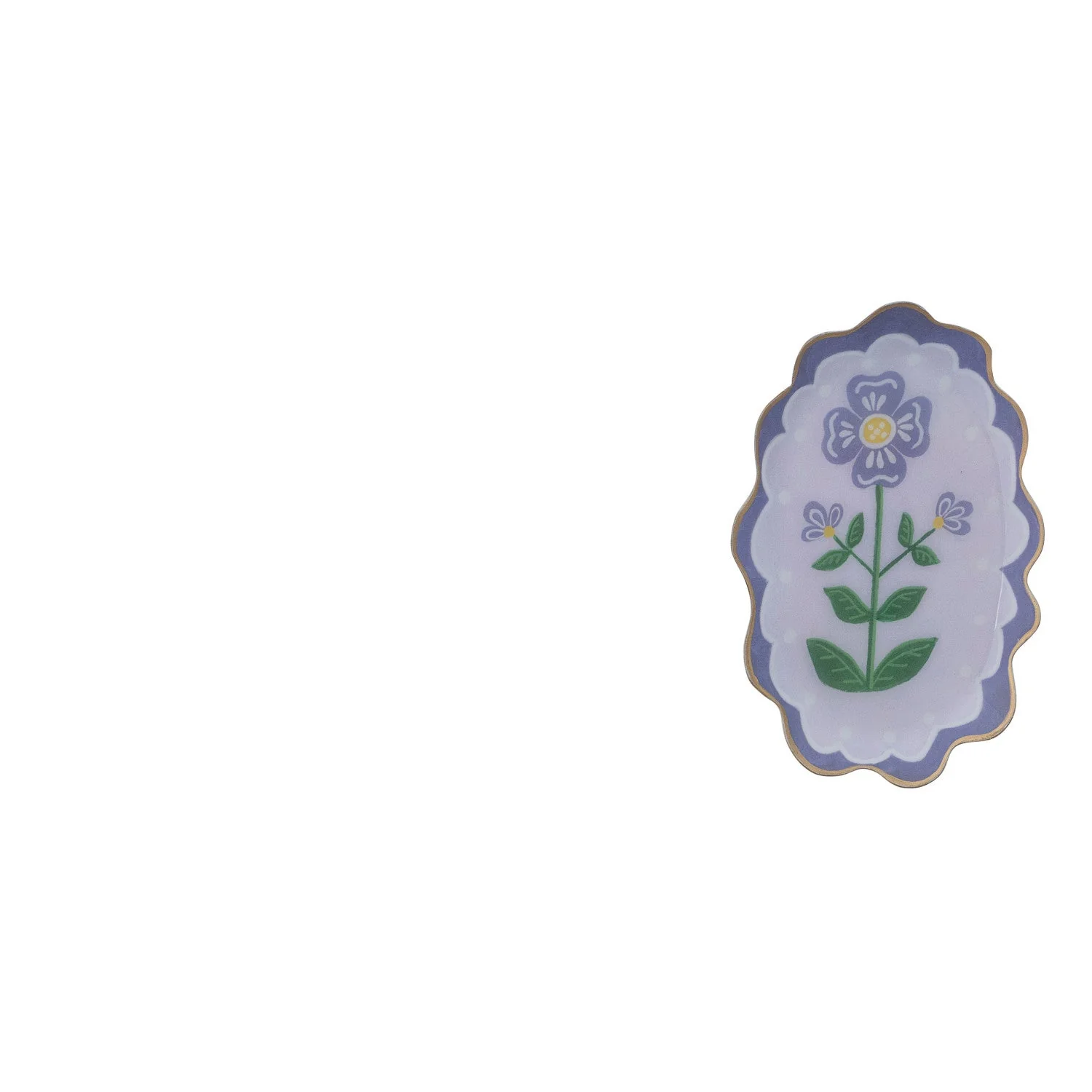 Creative Co-op - Enameled Metal Scalloped Tray with Flower - Image 4