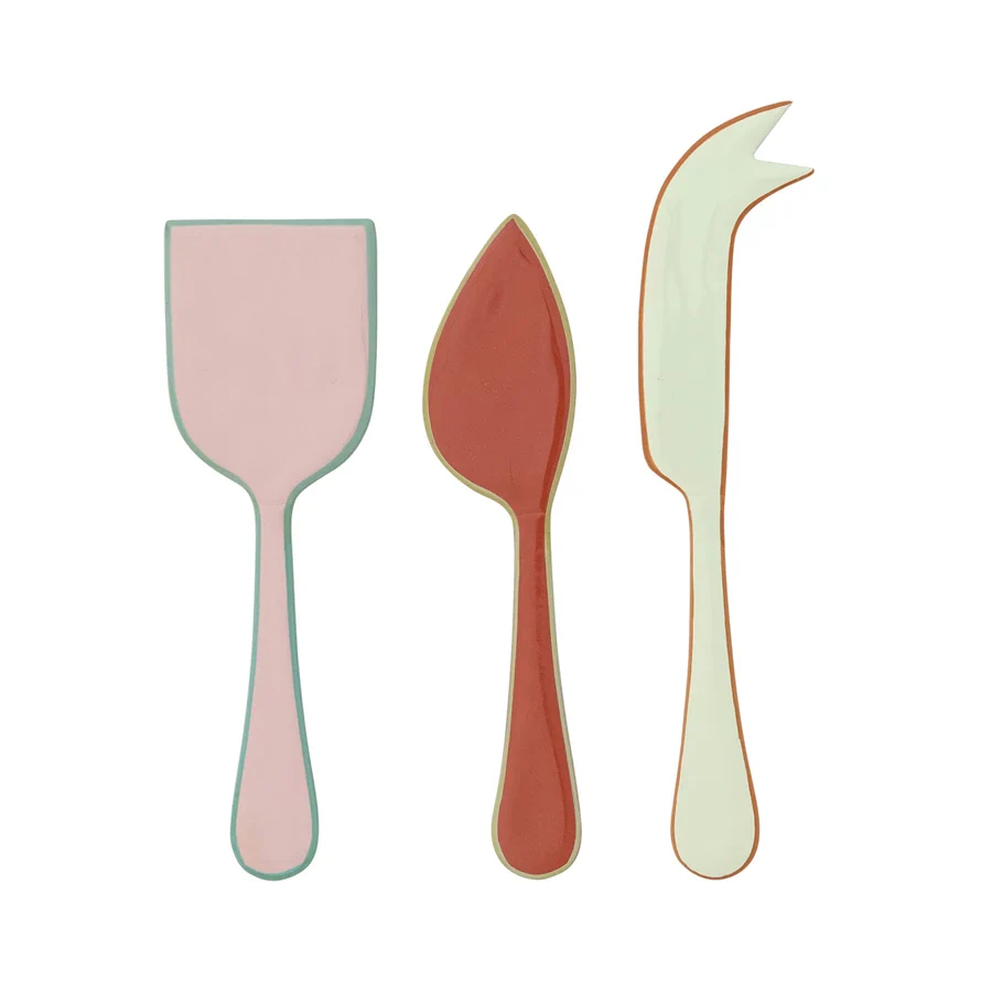 Creative Co-op - Enameled Cheese Serving Set