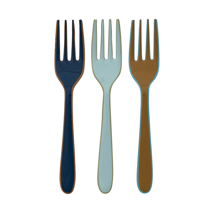 Creative Co-op - Enameled Stainless Steel Fork with Colored Edge