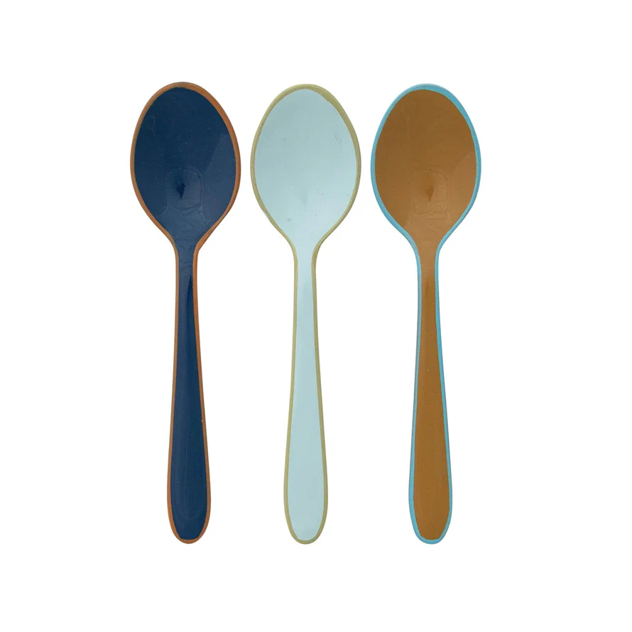 Creative Co-op - Enameled Stainless Steel Spoon with Colored Edge