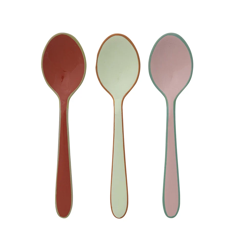 Creative Co-op - Enameled Stainless Steel Spoon with Colored Edge