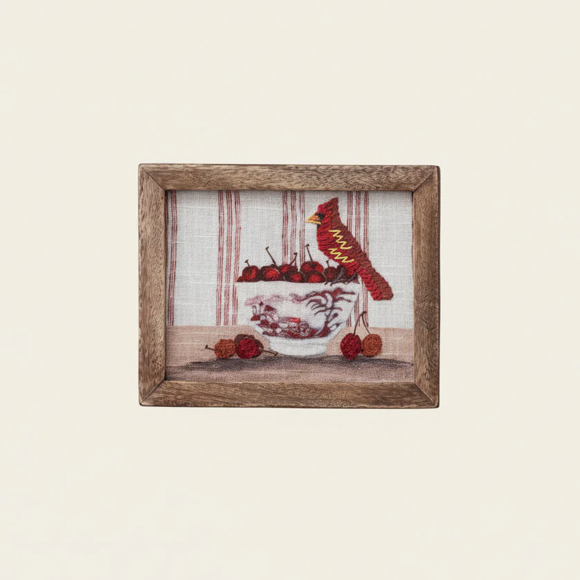 Creative Co-op - Framed Embroidered Birds & Fruit - Image 5