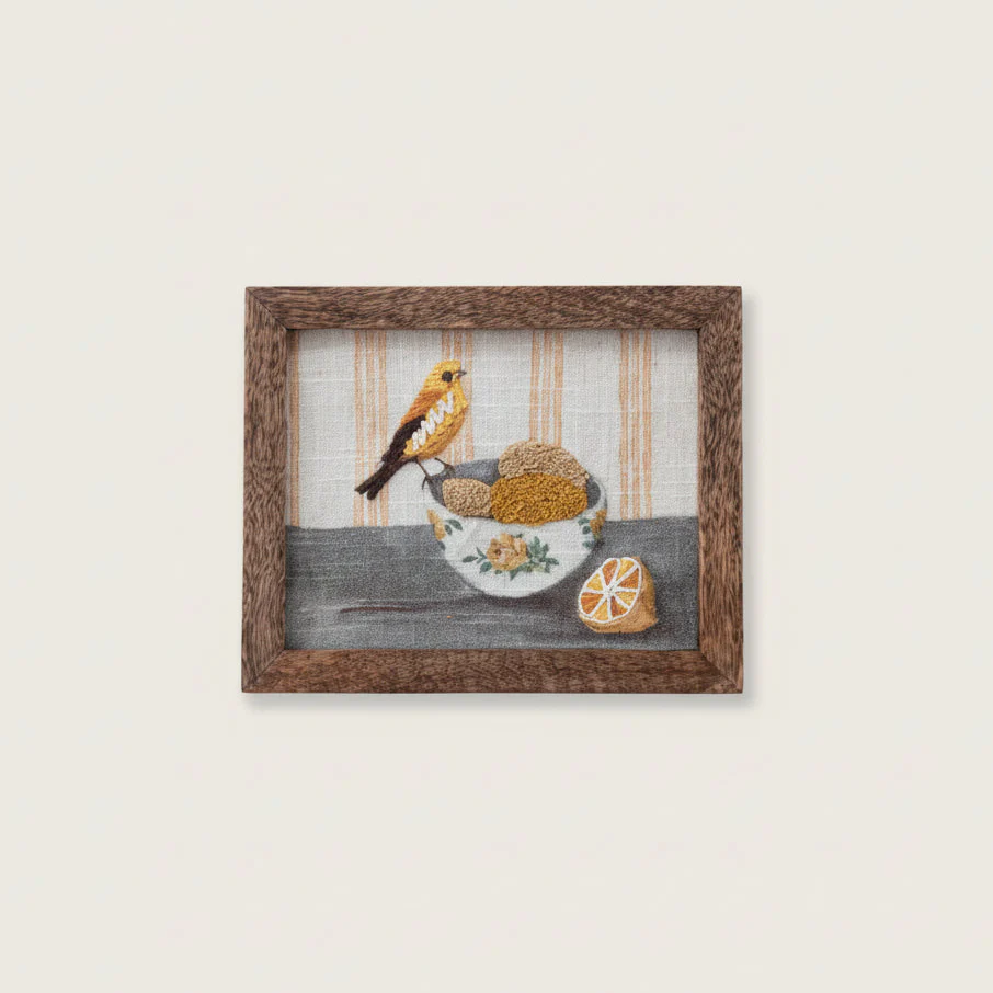 Creative Co-op - Framed Embroidered Birds & Fruit - Image 6