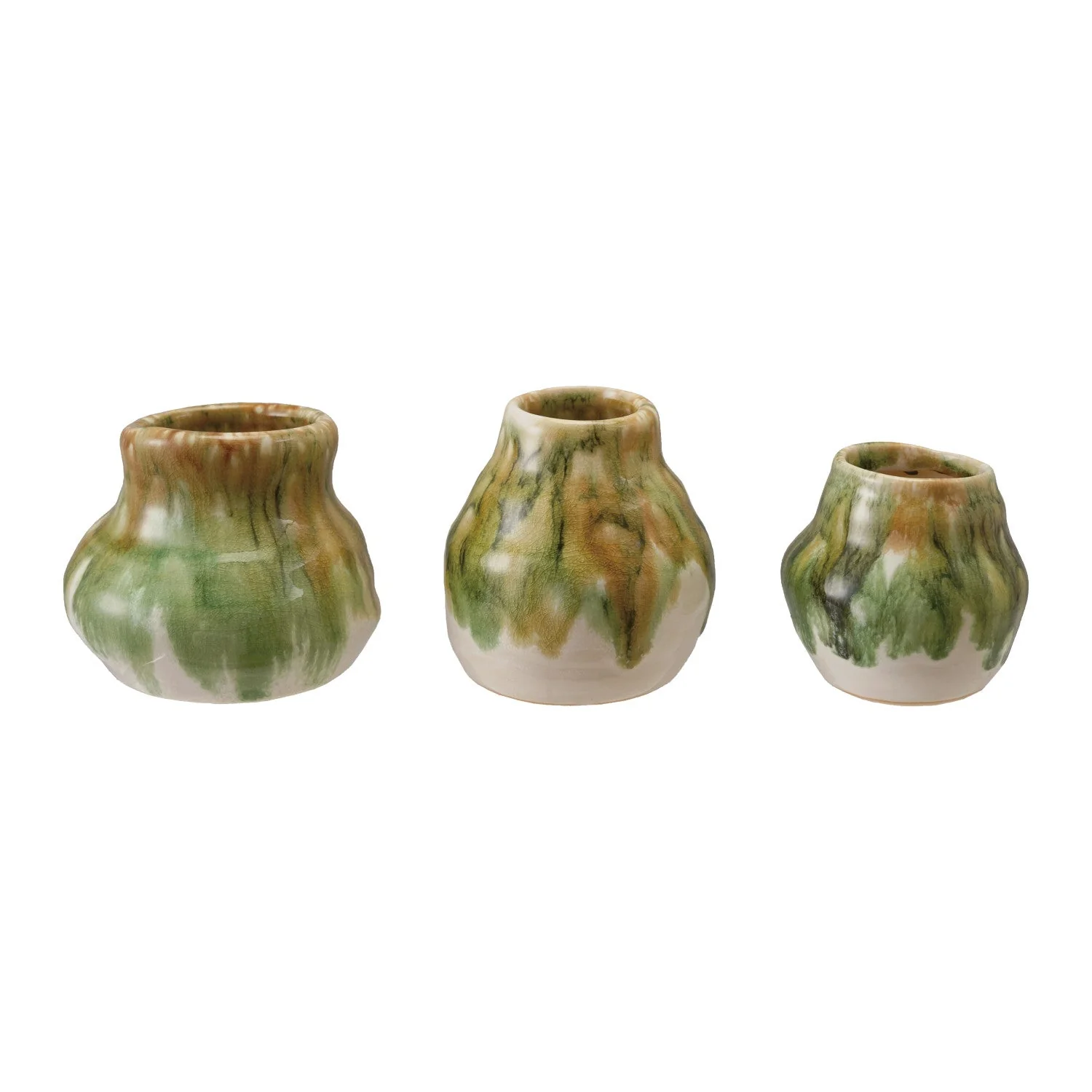 Creative Co-op - Green and White Terracotta Organic Shaped Vase - Image 3