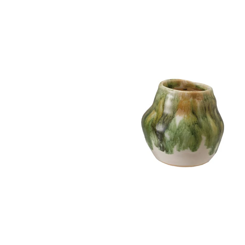 Creative Co-op - Green and White Terracotta Organic Shaped Vase - Image 4
