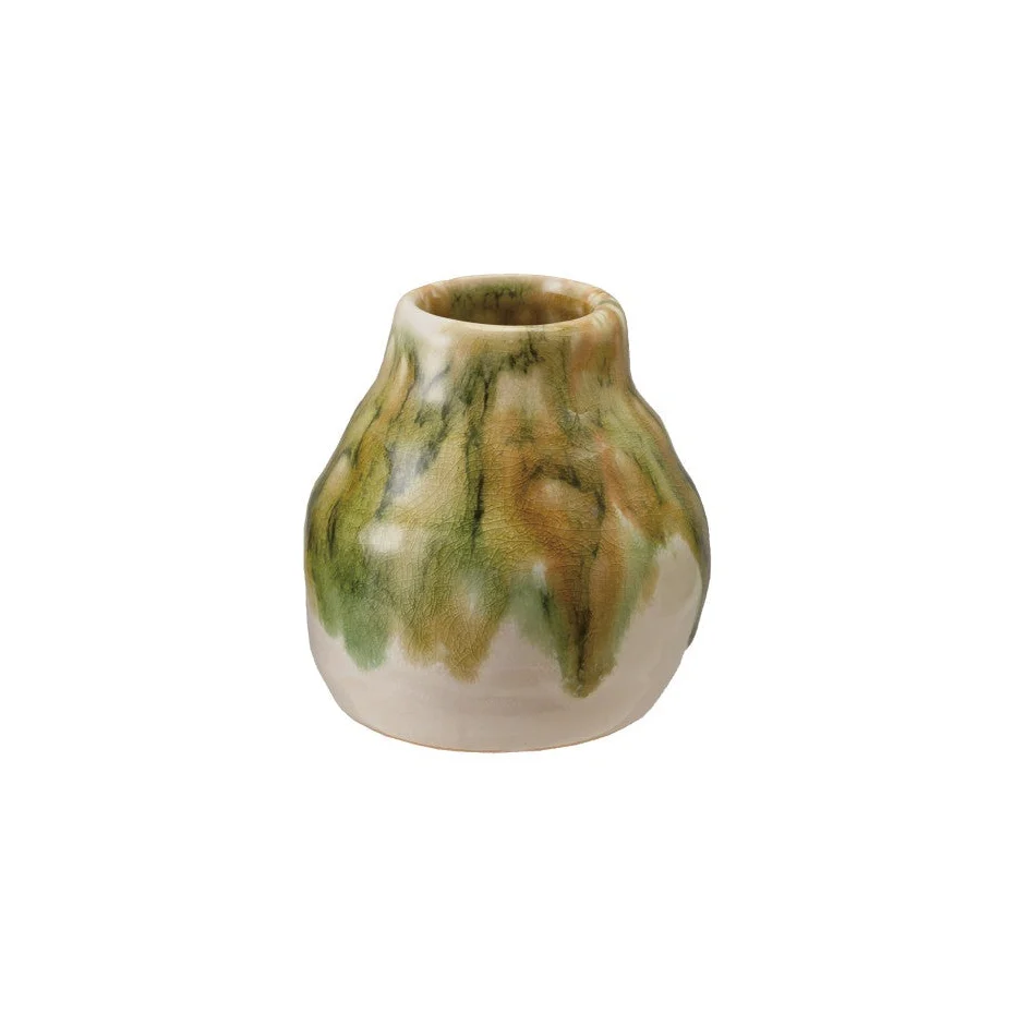 Creative Co-op - Green and White Terracotta Organic Shaped Vase - Image 5