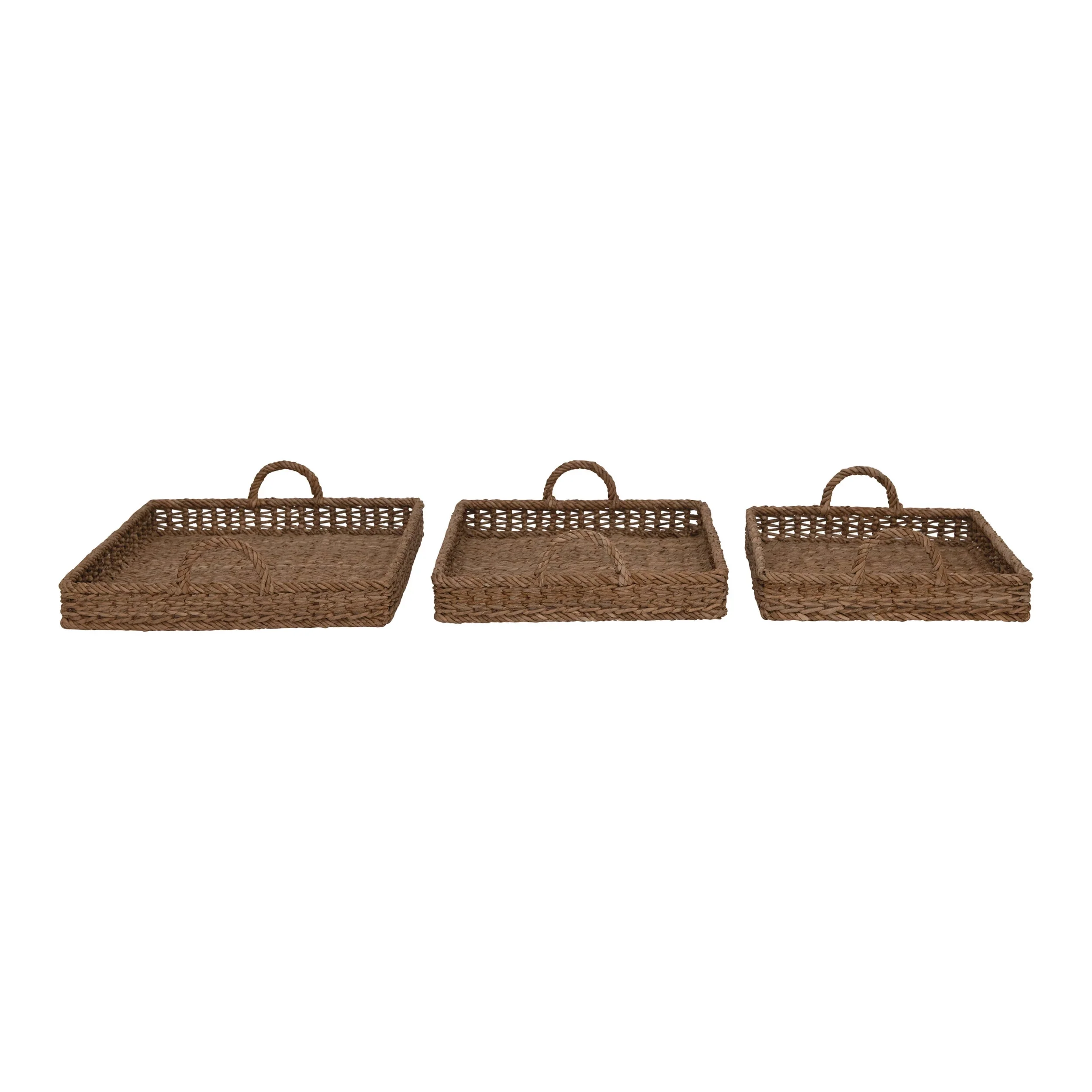 Creative Co-op - Hand-Woven Trays with Handles - Image 2