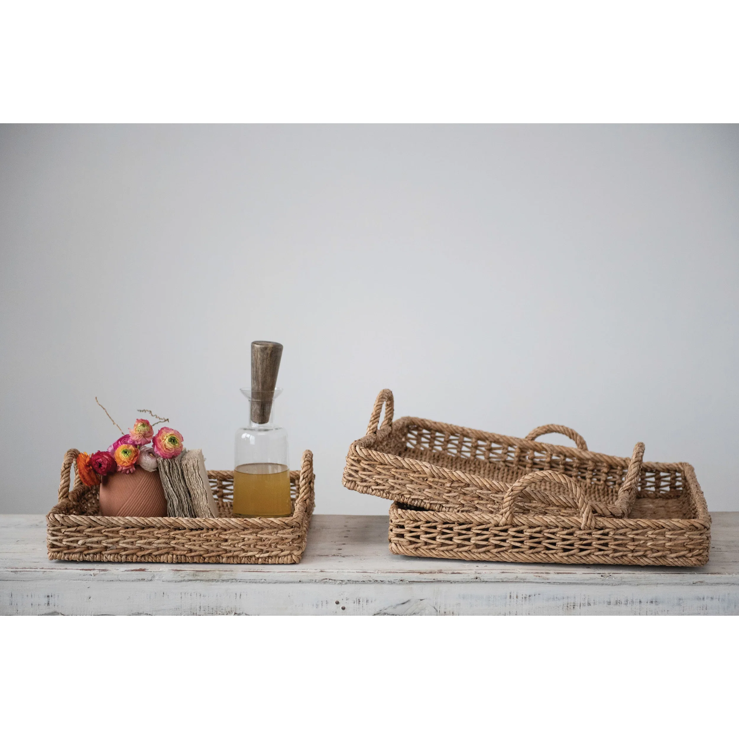 Creative Co-op - Hand-Woven Trays with Handles - Image 3