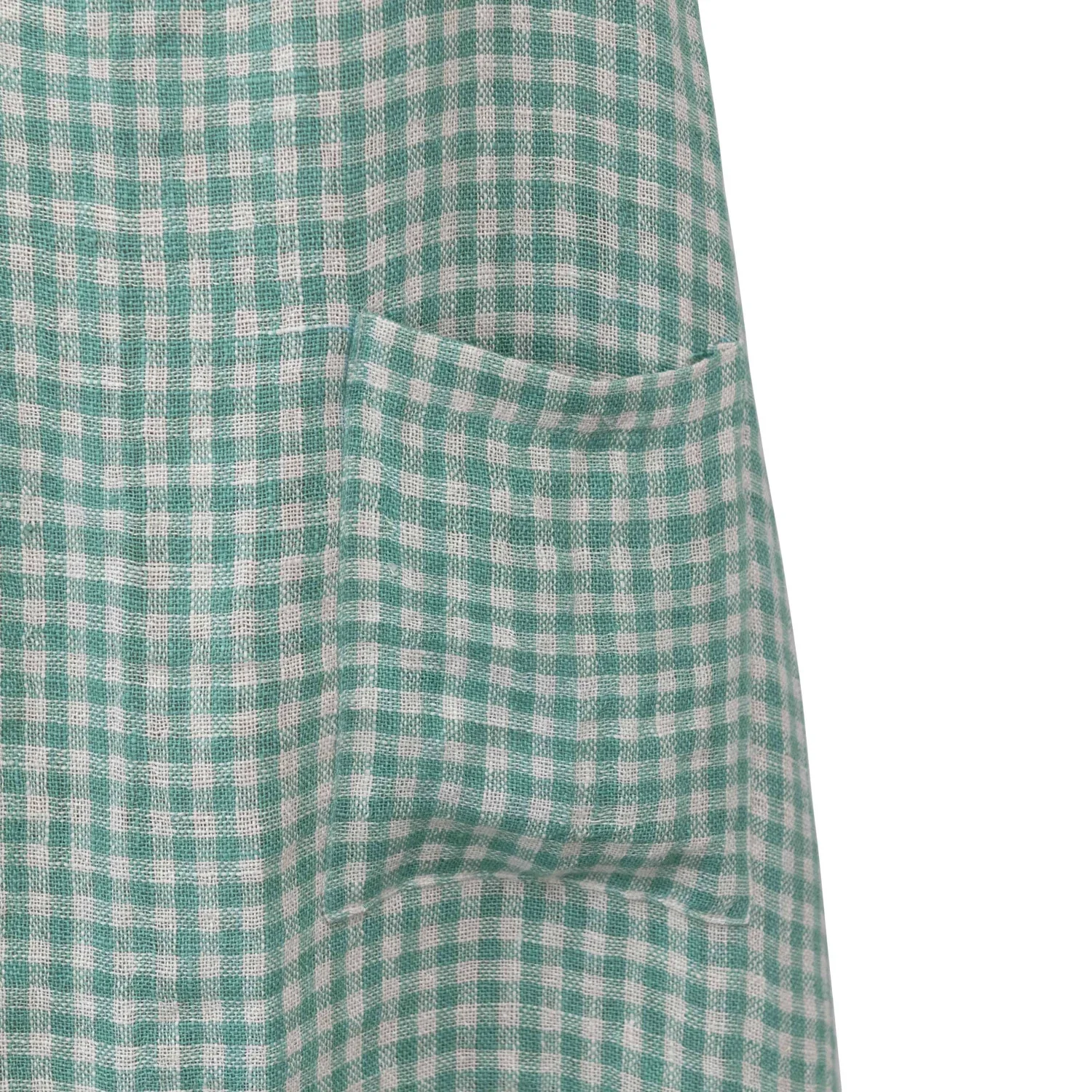 Creative Co-op - Linen & Cotton Apron, Aqua Gingham - Image 4