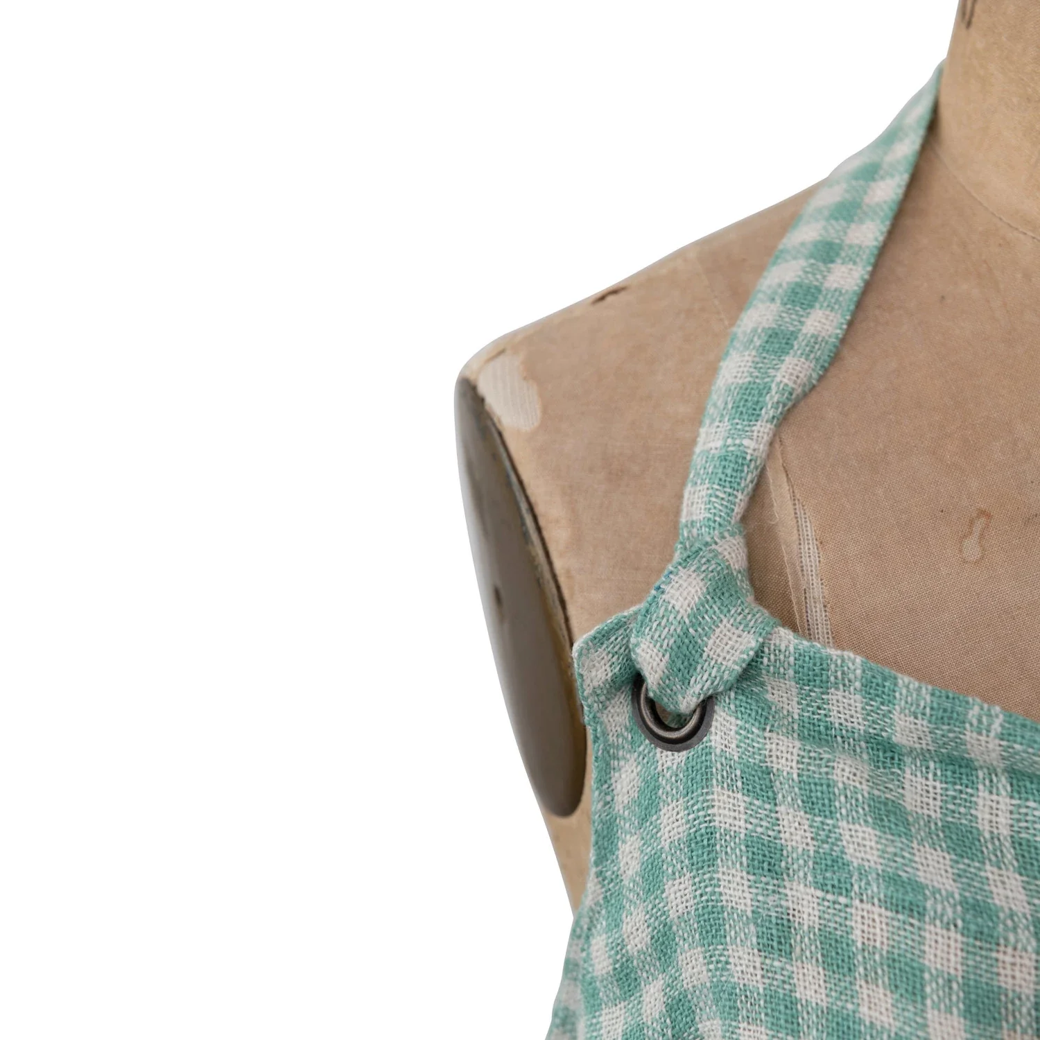 Creative Co-op - Linen & Cotton Apron, Aqua Gingham - Image 5