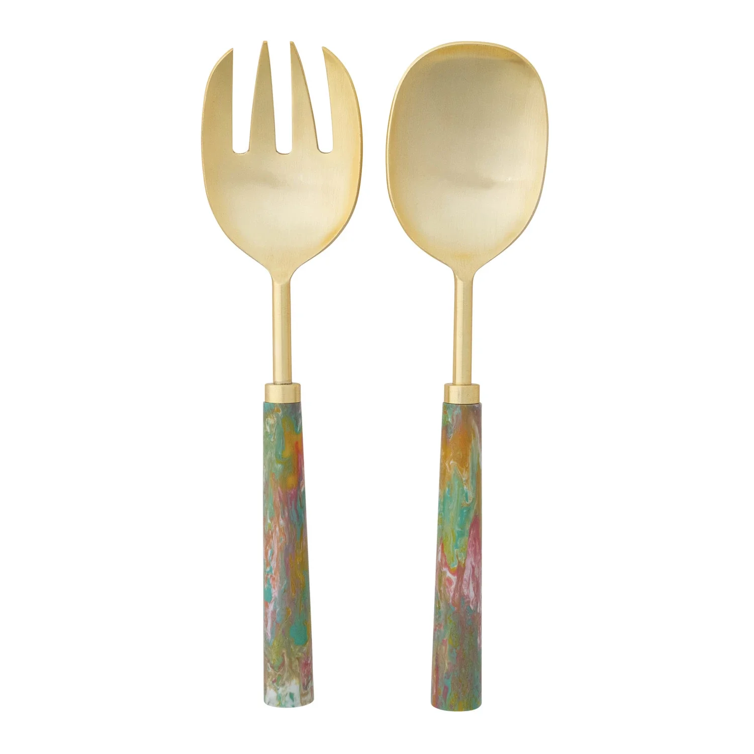 Creative Co-op - Marbled Resin Handled Salad Servers - Image 2