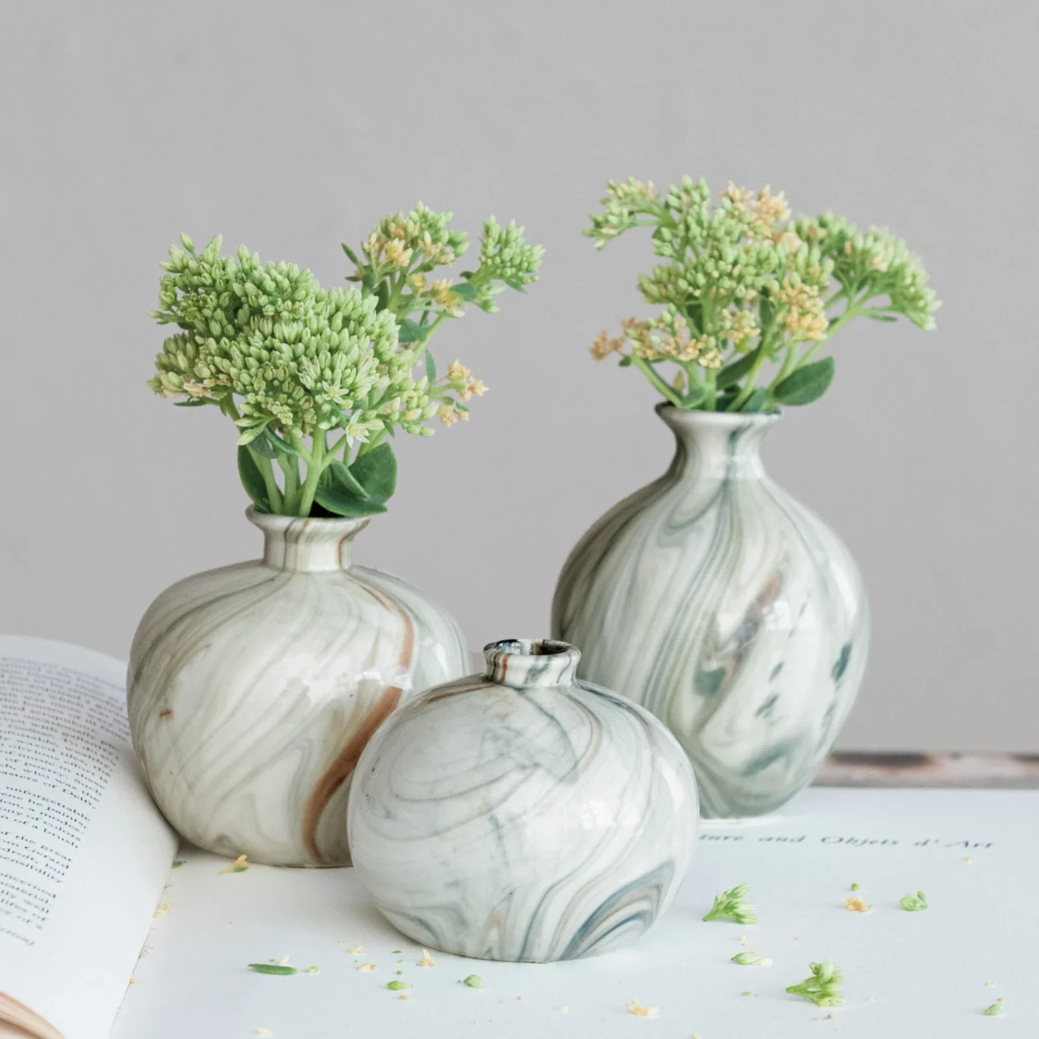 Creative Co-op - Marbled Stoneware Vase