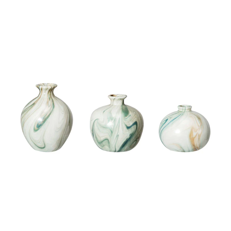 Creative Co-op - Marbled Stoneware Vase - Image 2