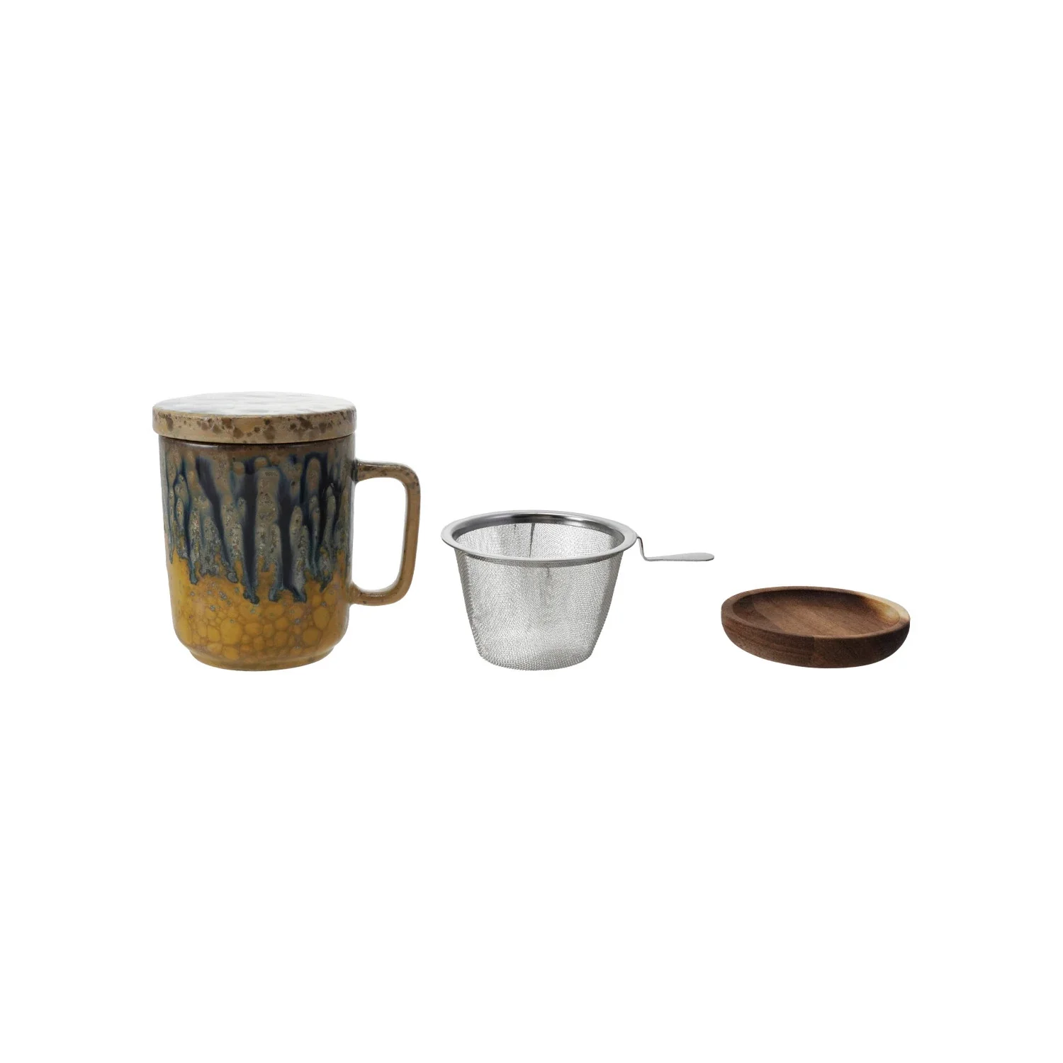 Creative Co-op - Mug with Strainer, Lid, & Saucer - Image 3