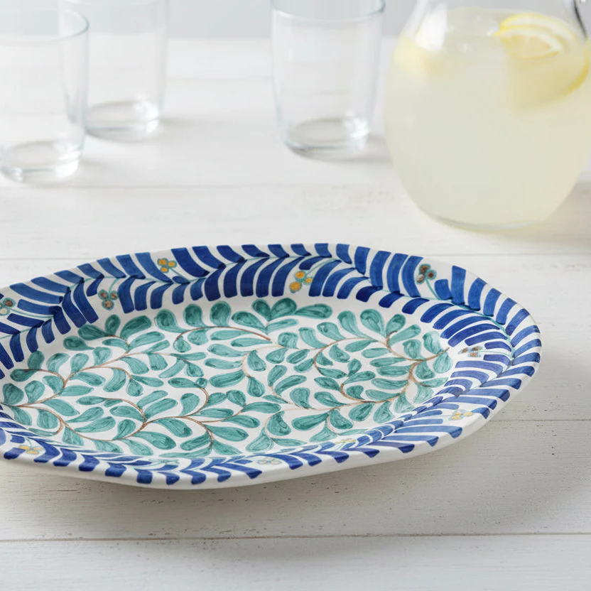 Creative Co-op - Oval Stoneware Vine Platter