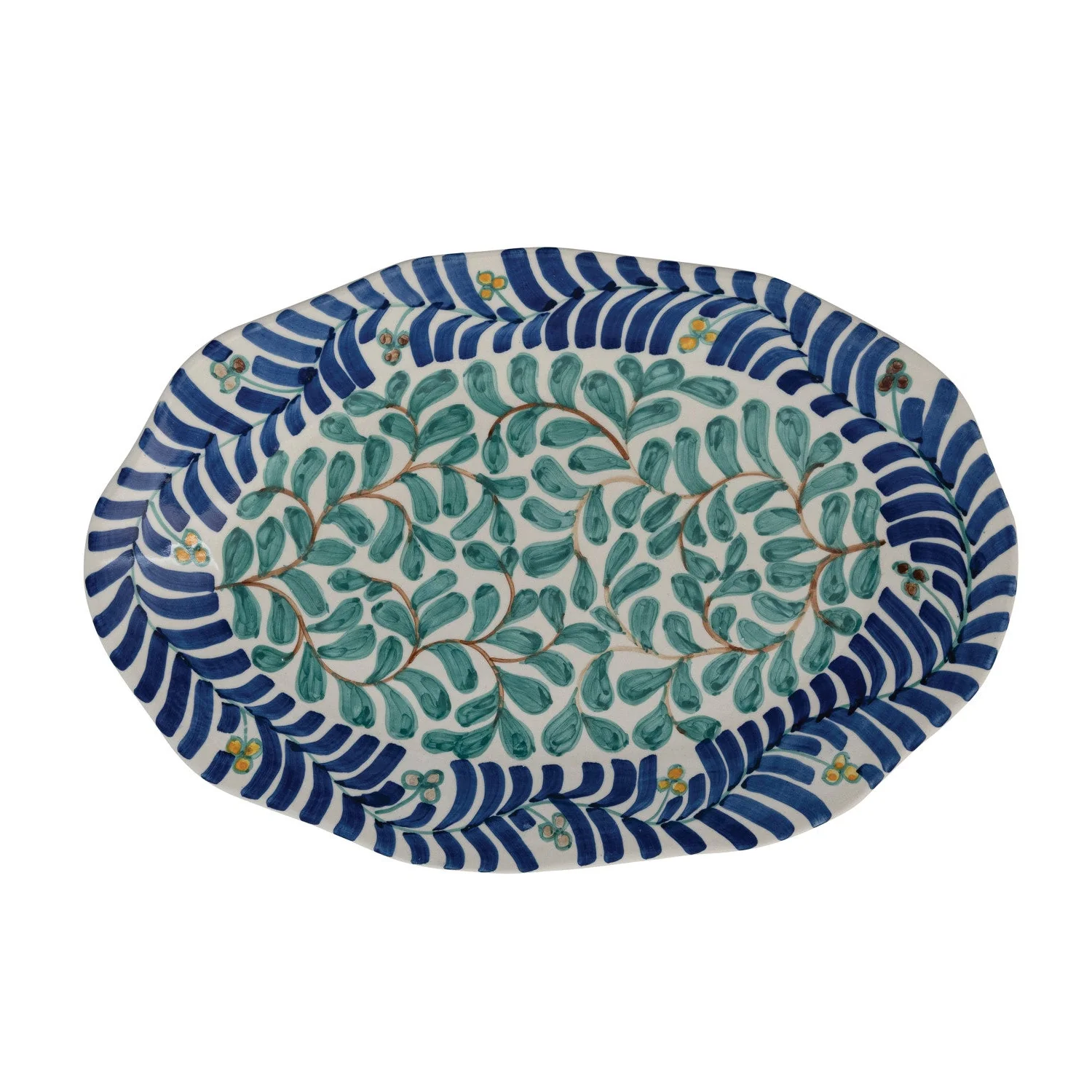 Creative Co-op - Oval Stoneware Vine Platter - Image 2