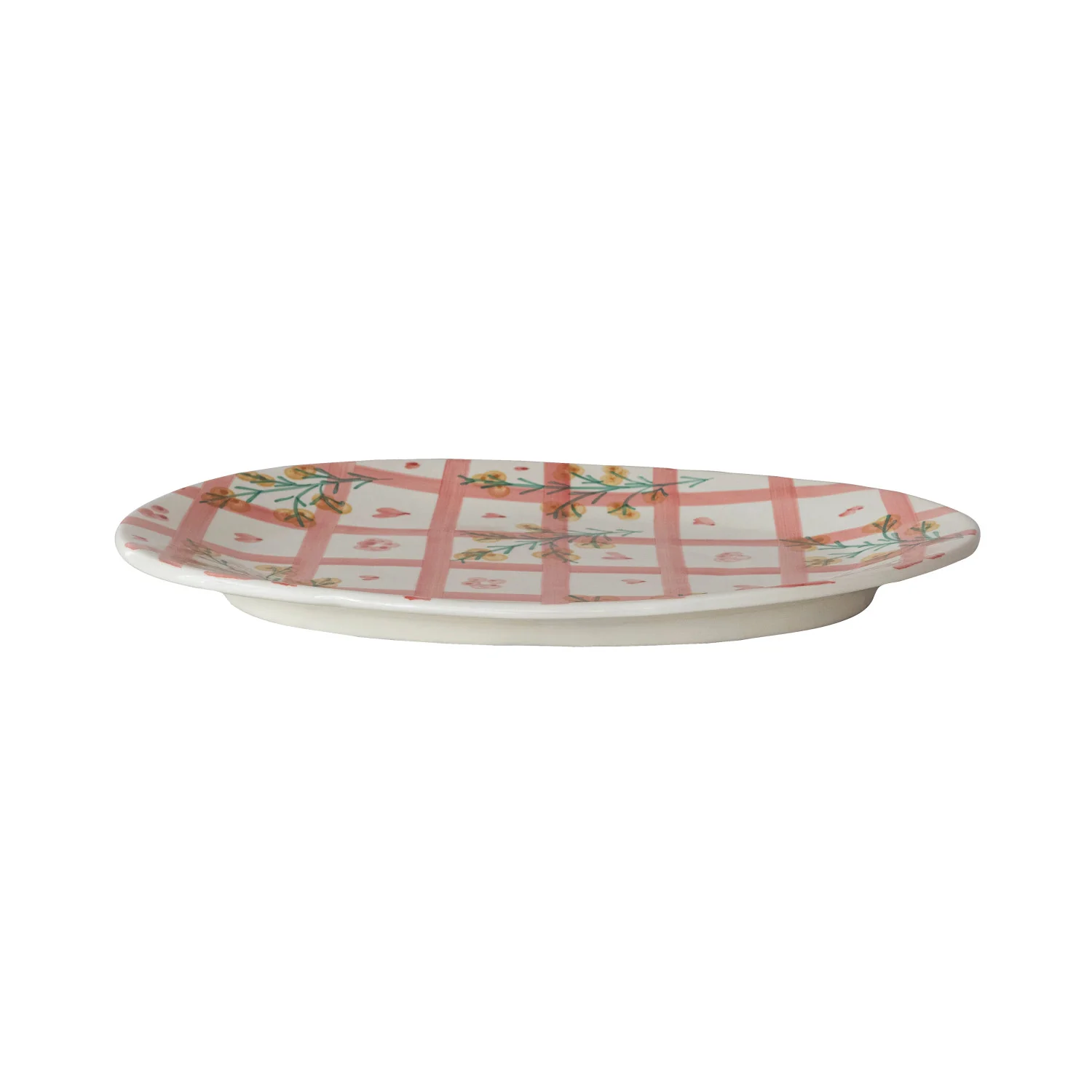 Creative Co-op - Plaid & Floral Stoneware Platter - Image 3