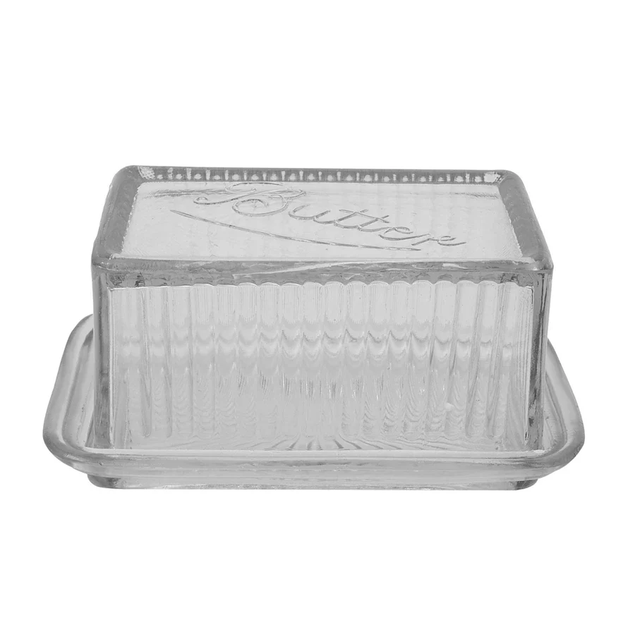 Creative Co-op - Pressed Glass Butter Dish