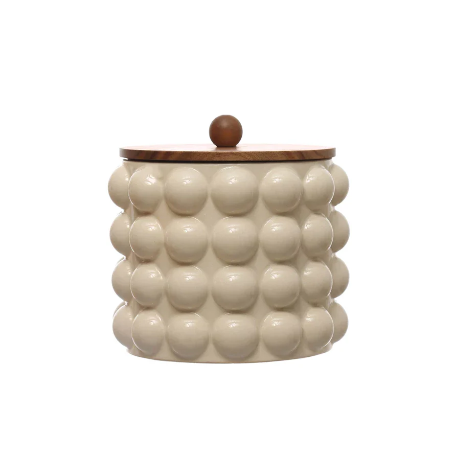 Creative Co-op - Raised Dots Stoneware Canister - Image 4