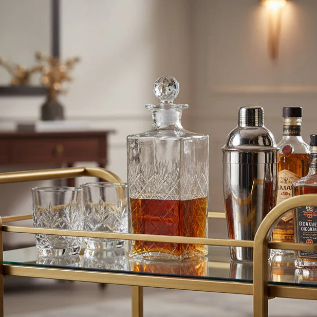 Creative Co-op - Recycled Etched Glass Decanter