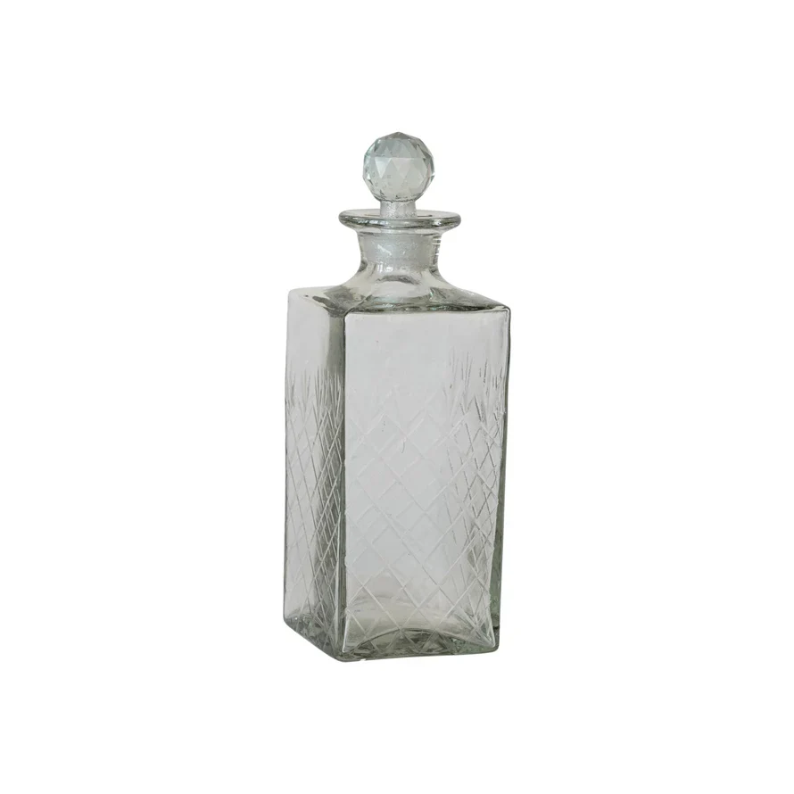 Creative Co-op - Recycled Etched Glass Decanter - Image 2