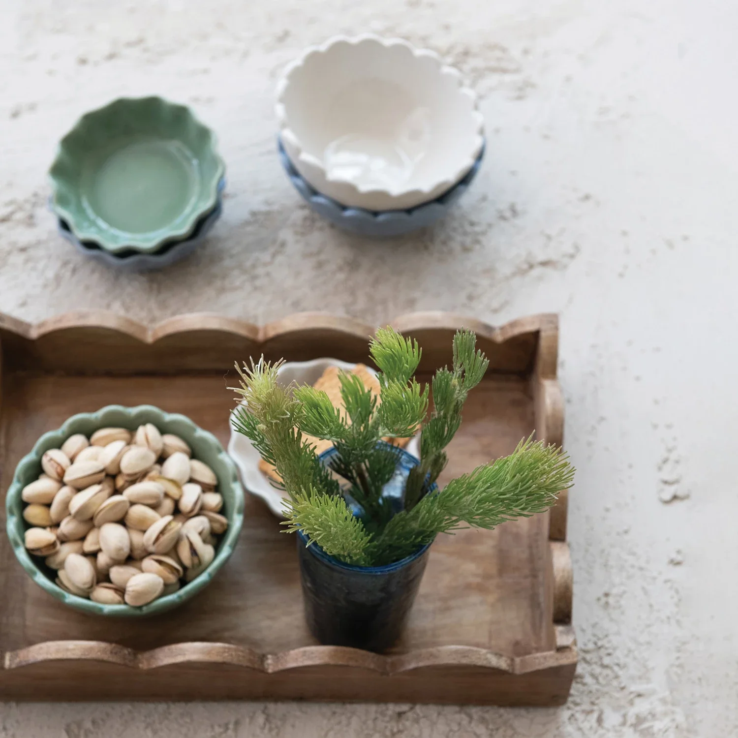 Creative Co-op - Scalloped Mango Wood Tray - Image 2