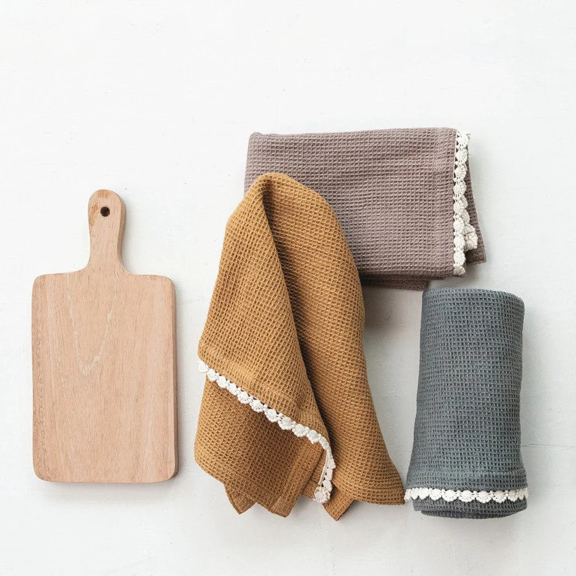 Creative Co-op - Serving Board with Tea Towels