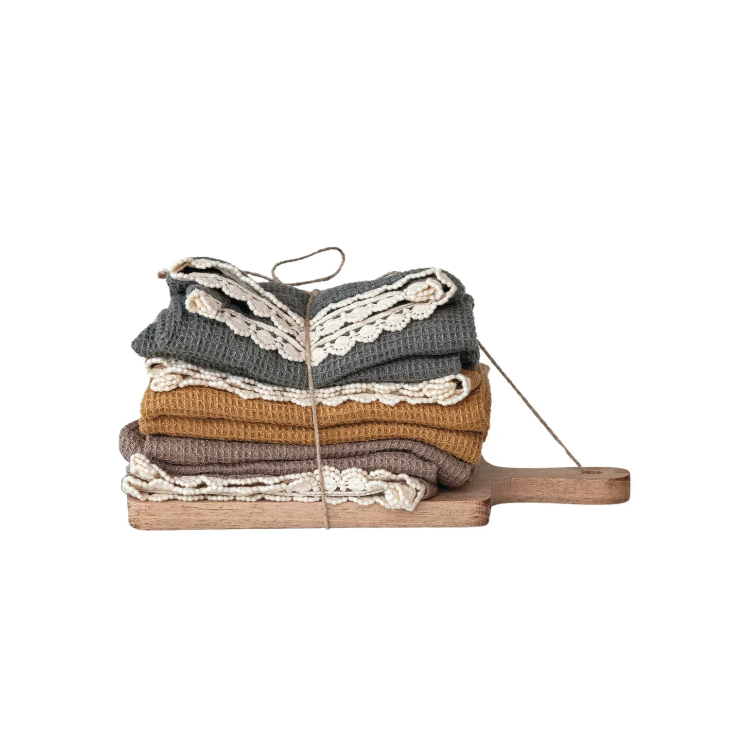 Creative Co-op - Serving Board with Tea Towels - Image 2
