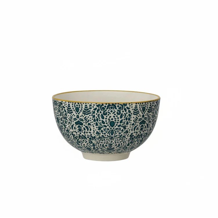Creative Co-op -Dainty Patterned Stoneware Bowl - Image 4