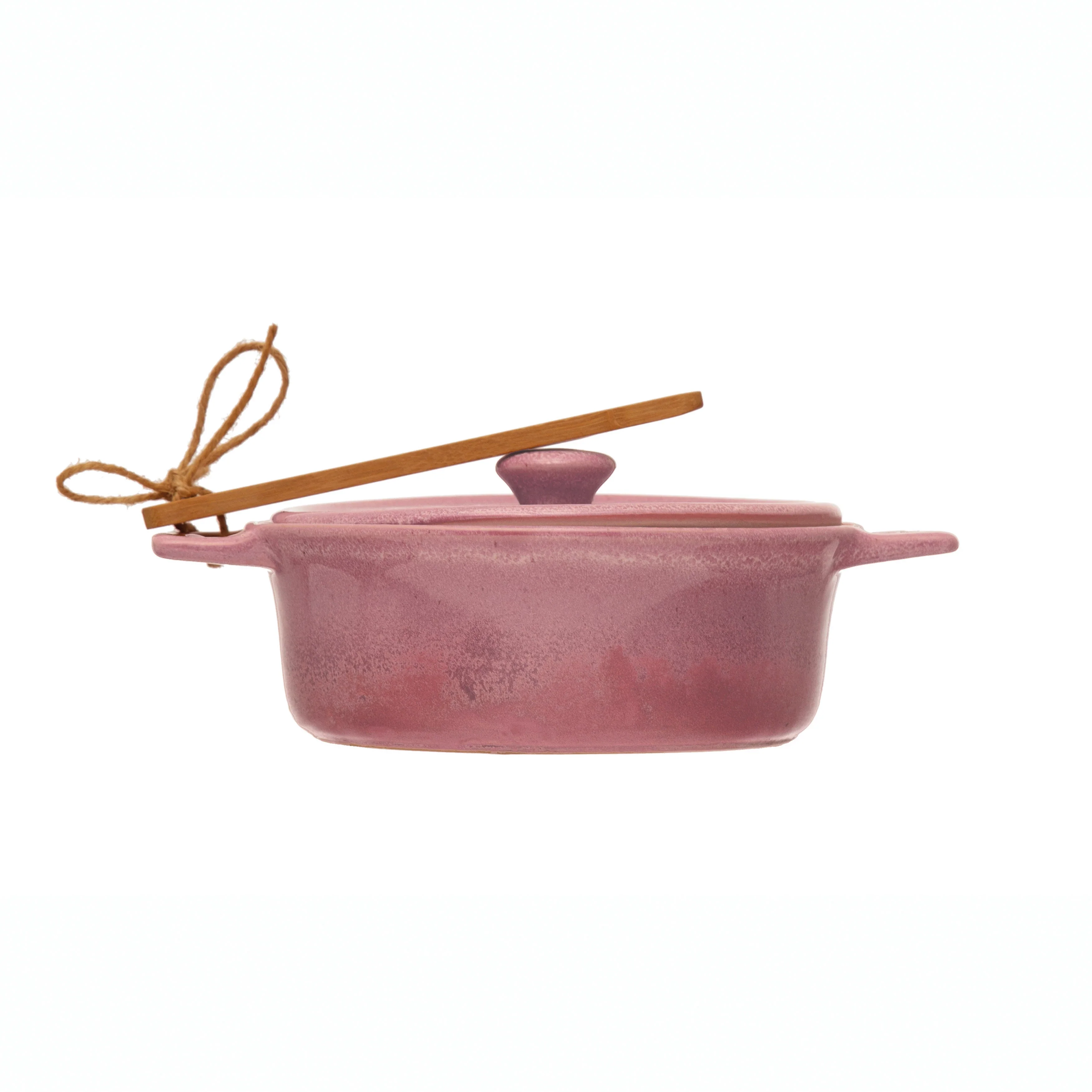 Creative Co-op - Stoneware Brie Baker, Blush Rose - Image 3