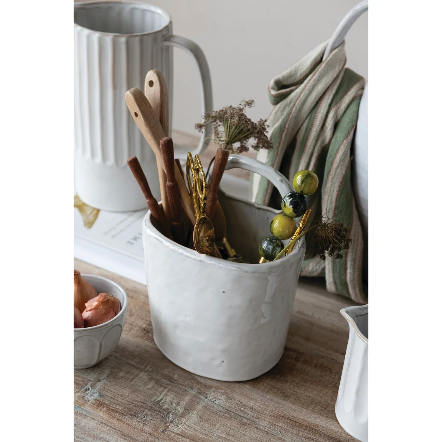 Creative Co-op - Stoneware Crock with Handle - Image 2