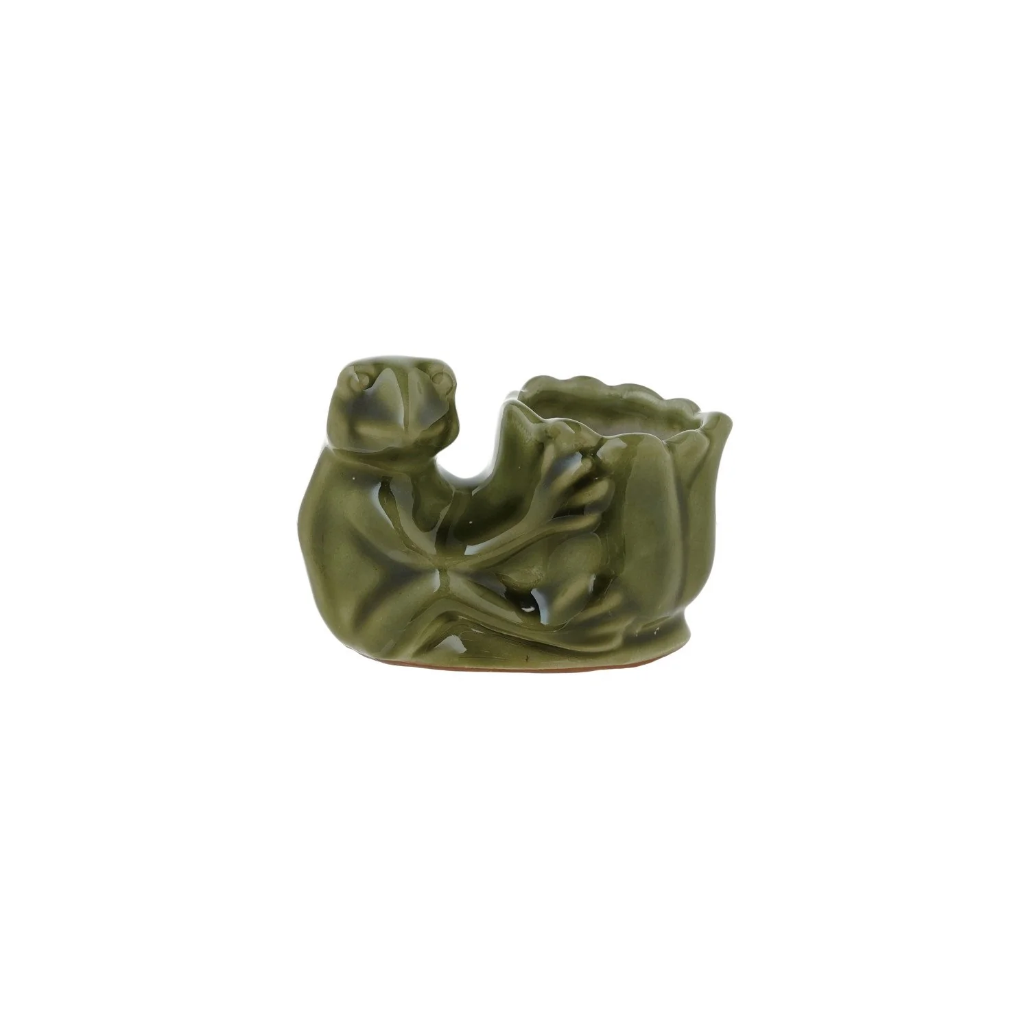 Creative Co-op - Stoneware Frog Holding Flower Shaped Vase - Image 2