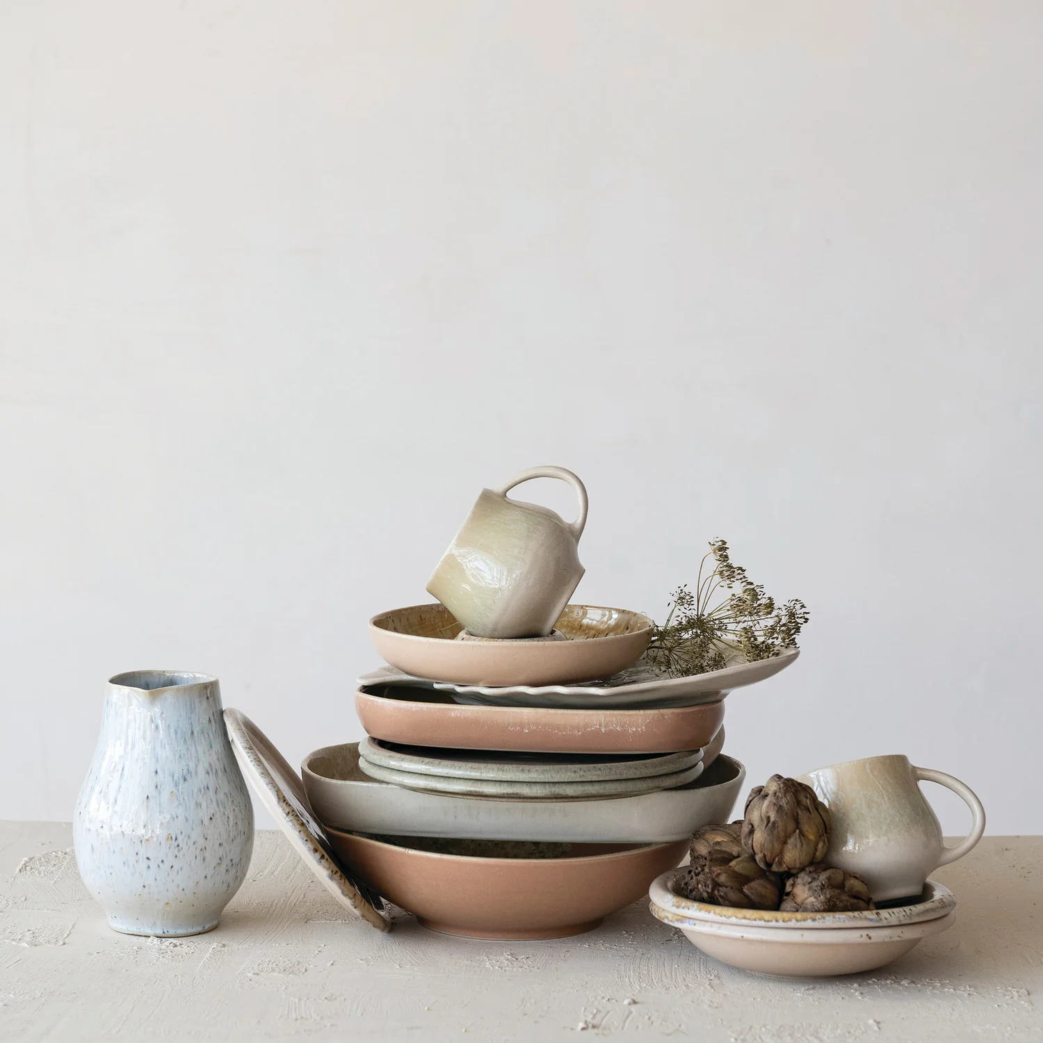 Creative Co-op - Stoneware Low Bowl with Wide Rim - Image 3