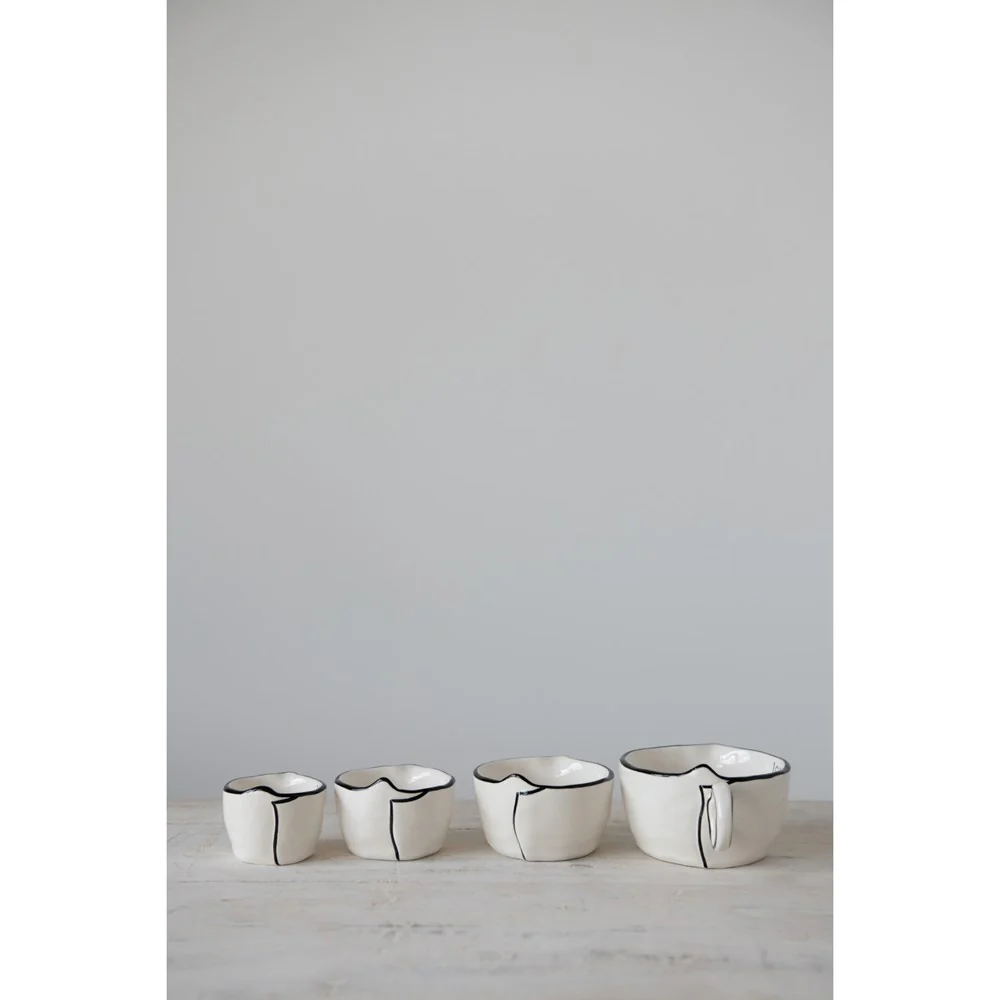 Creative Co-op - Stoneware Measuring Cups with Black Rims - Image 3