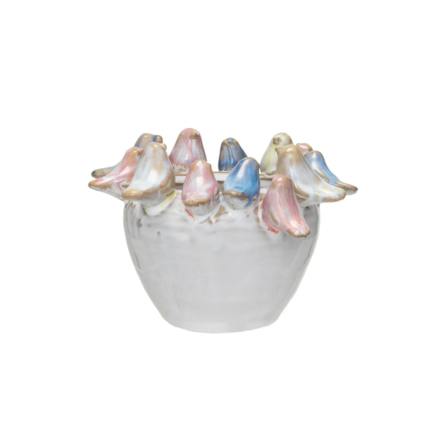 Creative Co-op - Stoneware Planter with Birds on Rim - Image 4