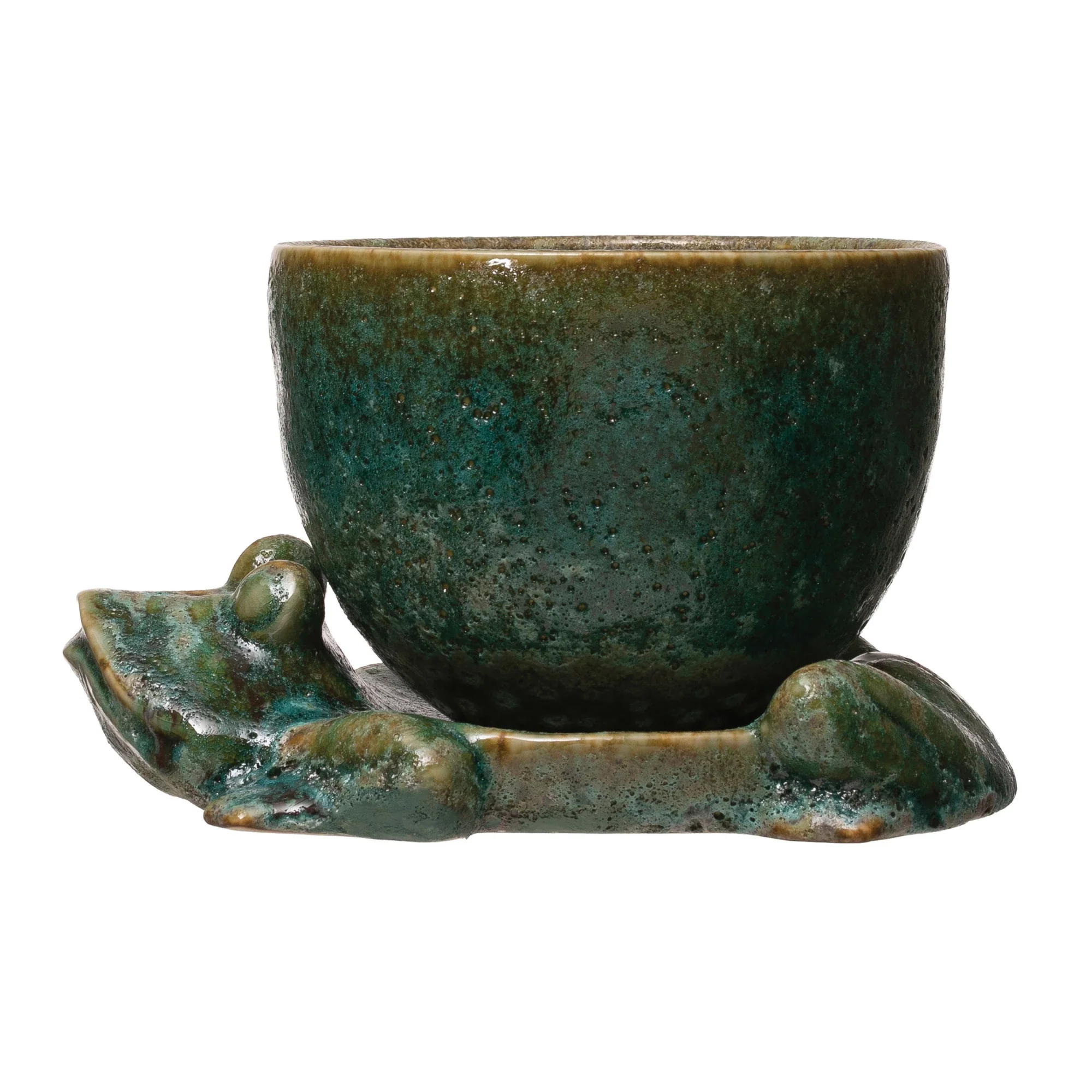 Creative Co-op - Stoneware Planter with Frog Base - Image 2