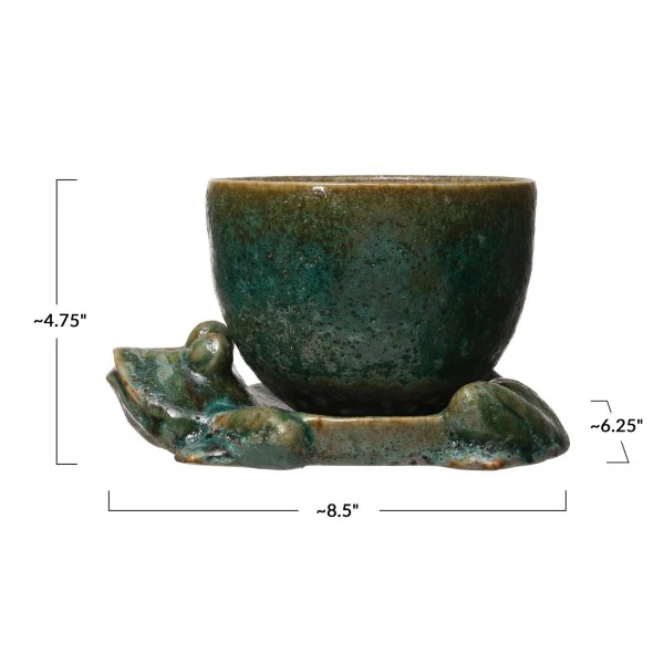 Creative Co-op - Stoneware Planter with Frog Base - Image 5