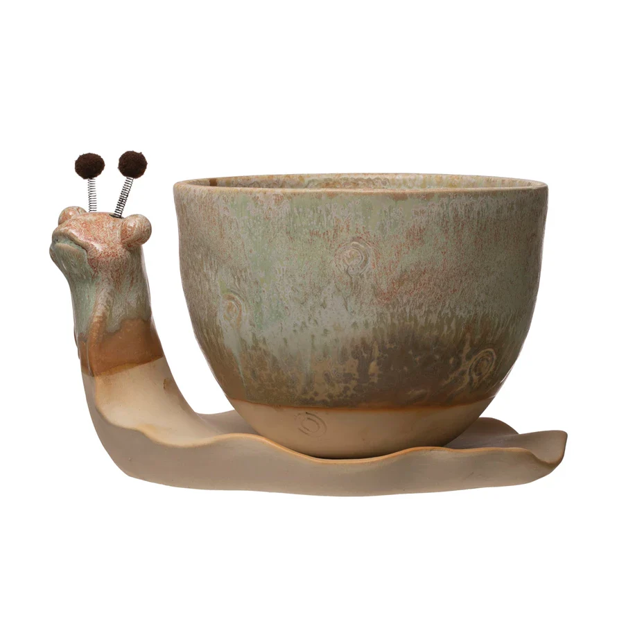 Creative Co-op - Stoneware Planter with Snail Saucer - Image 2