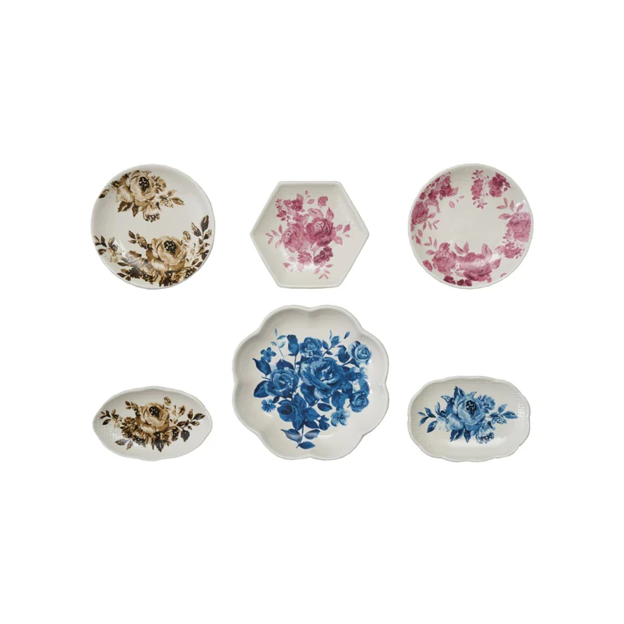 Creative Co-op - Stoneware Plate Magnet with Floral Design - Image 2