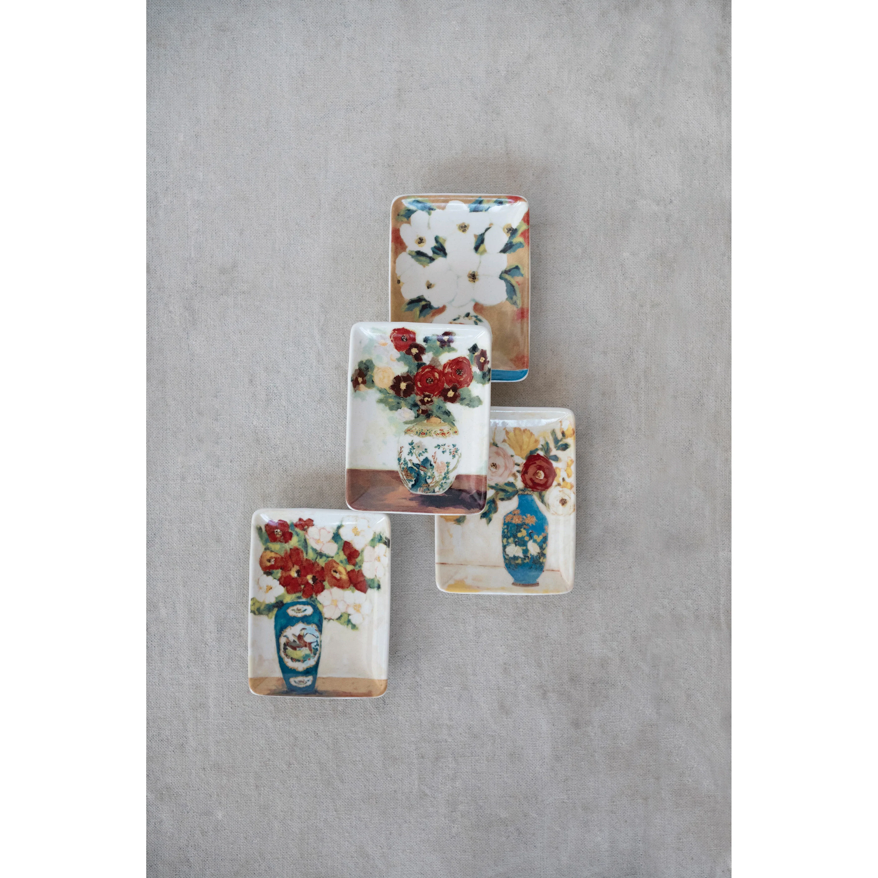 Creative Co-op - Stoneware Plate with Flowers in Vase Design - Image 2