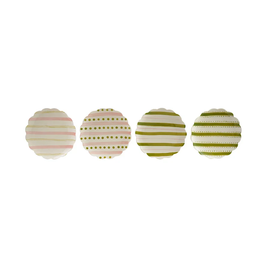 Creative Co-op - Stoneware Scalloped Plate with Striped Pattern - Image 2