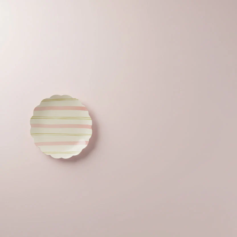 Creative Co-op - Stoneware Scalloped Plate with Striped Pattern - Image 3