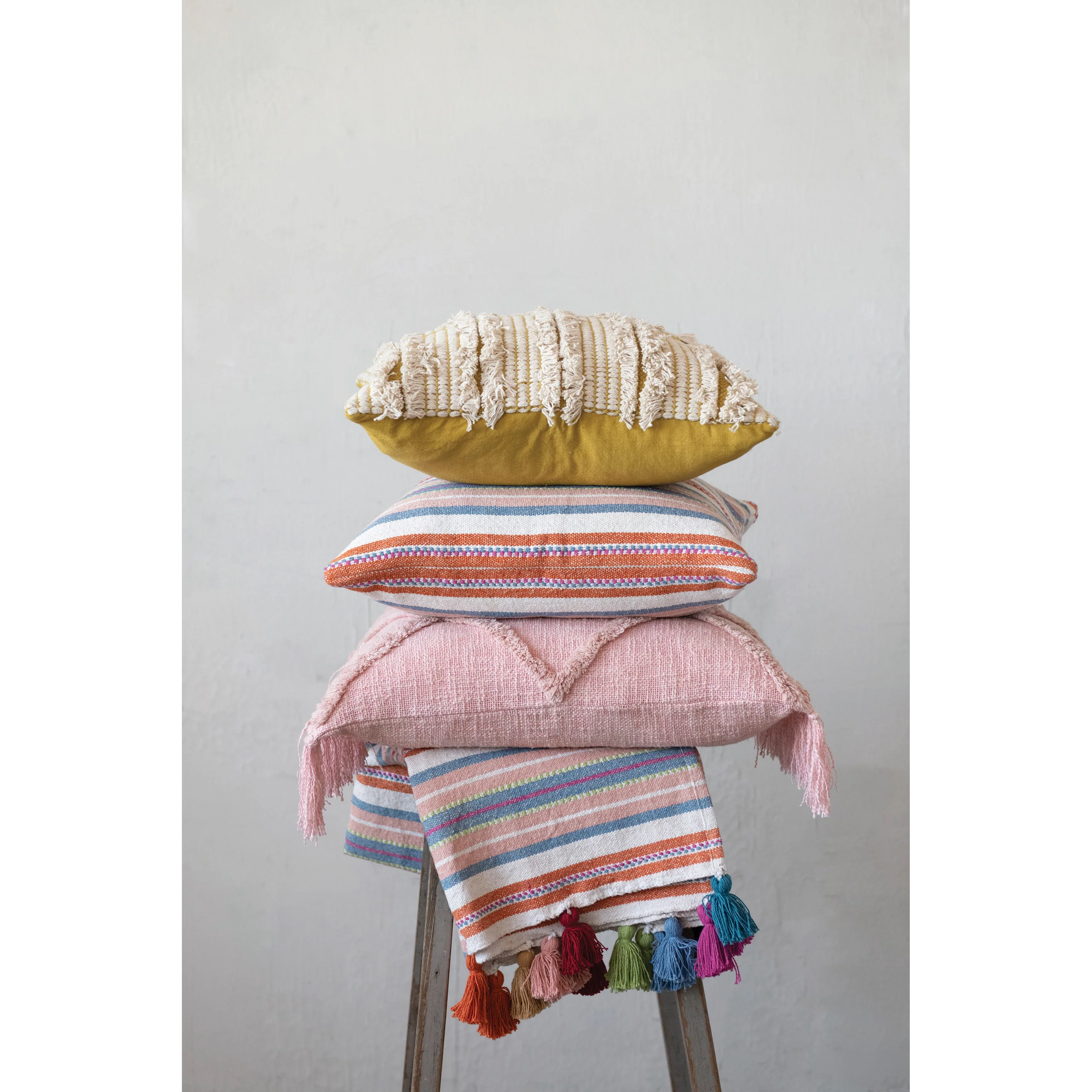 Creative Co-op - Striped Cotton Throw with Tassels - Image 3